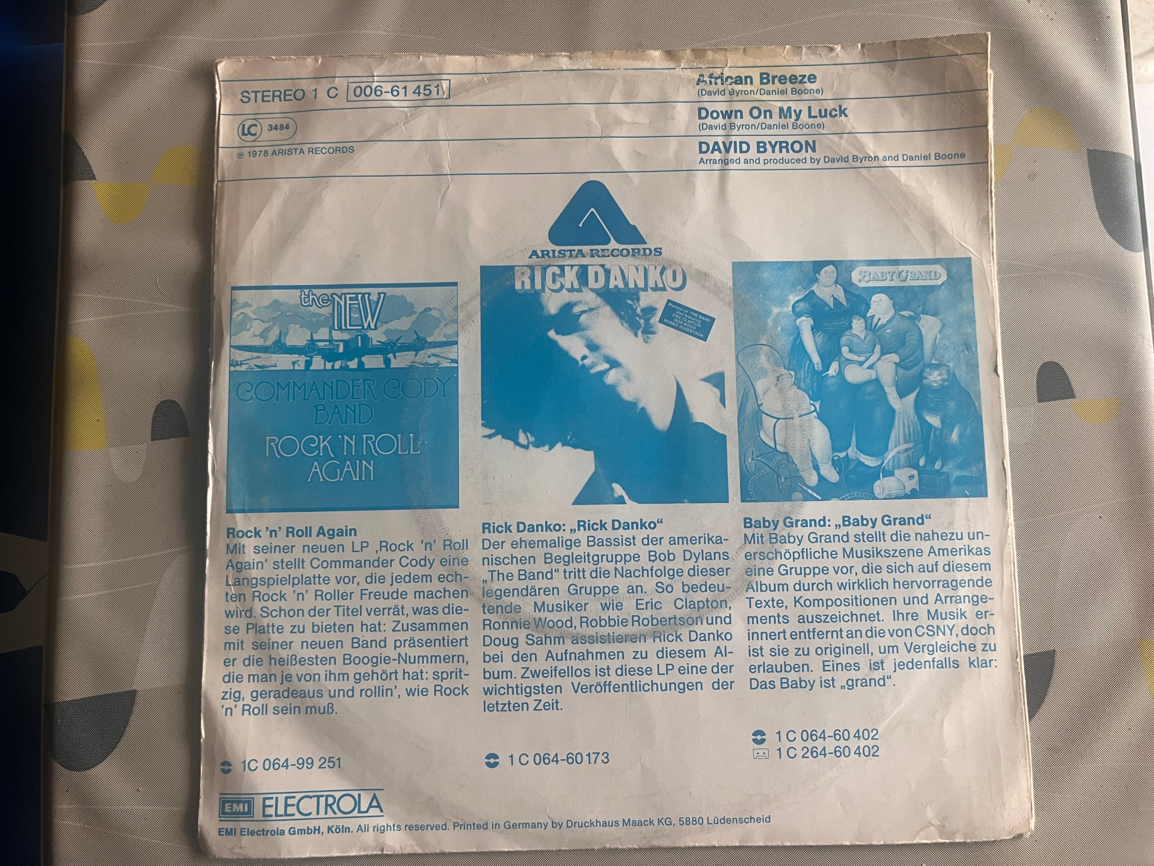 David Byron: African Breeze/Down on My Luck  7" single