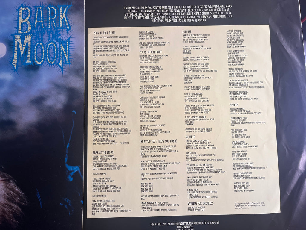 Ozzy Osbourne – Bark at the Moon (1983) LP